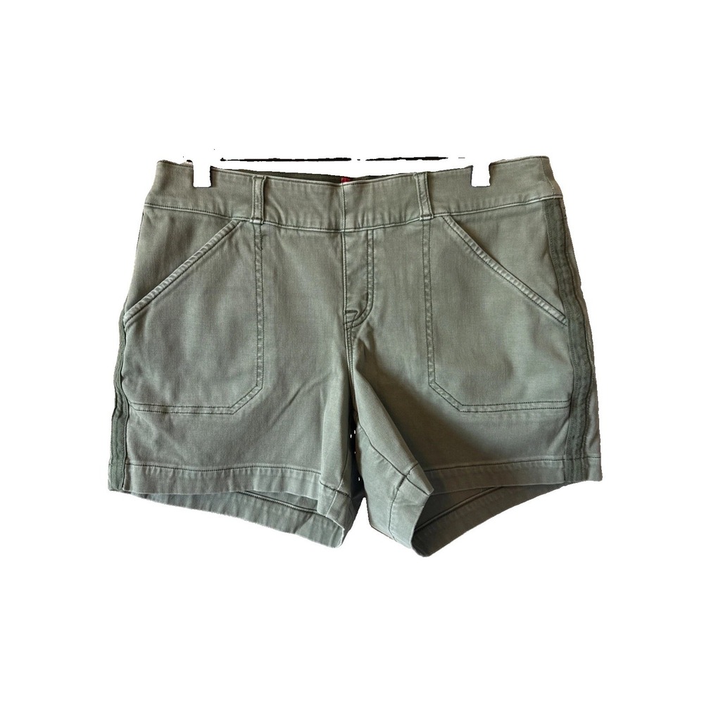 Spanx Green Twill Womens Pull On Elastic Waist Chino Shorts 20318R Medium